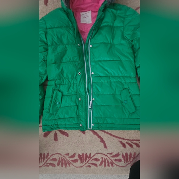 Hannah Anderdon Green Hooded Puffer Jacket Size 160 - Picture 4 of 8